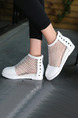 White Nylon Round Toe Sandals Flats Boots