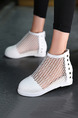 White Nylon Round Toe Sandals Flats Boots