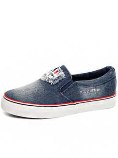 Blue Red and White Canvas Round Toe Rubber Shoes