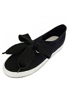 Black and White Canvas Round Toe Rubber Shoes