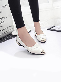 White and Gold Patent Leather Pointed Toe 2.5CM Flats