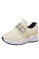 Beige and White  Leather Round Toe Rubber Shoes