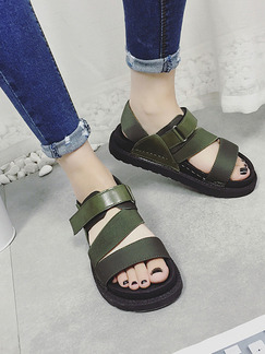 Green Leather Open Toe Sandals