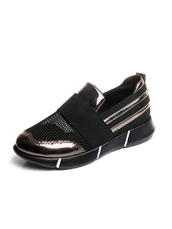 Black and Bronze Patent Leather Round Toe Rubber Shoes