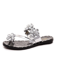 Black and Silver Leather Open Toe CSA383 Sandals