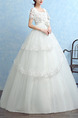 White Square Ball Gown Appliques Embroidery Dress for Wedding