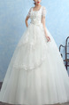 White Square Ball Gown Appliques Embroidery Dress for Wedding