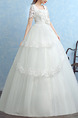 White Square Ball Gown Appliques Embroidery Dress for Wedding