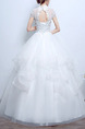 White Halter Illusion Princess Beading Appliques Ruffle Dress for Wedding