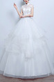 White Halter Illusion Princess Beading Appliques Ruffle Dress for Wedding