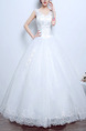 White V Neck Princess Appliques Beading Embroidery Dress for Wedding