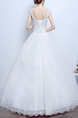 White V Neck Princess Appliques Beading Embroidery Dress for Wedding