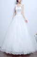 White V Neck Princess Appliques Beading Embroidery Dress for Wedding