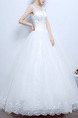 White V Neck Princess Appliques Beading Embroidery Dress for Wedding