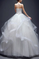 White Strapless Ball Gown Appliques Beading Ruffle Dress for Wedding