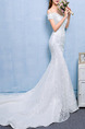 White Off Shoulder Mermaid Beading Embroidery Appliques Dress for Wedding