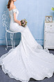 White Off Shoulder Mermaid Beading Embroidery Appliques Dress for Wedding