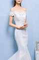 White Off Shoulder Mermaid Beading Embroidery Appliques Dress for Wedding