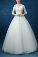 White Off Shoulder Ball Gown Beading Appliques Dress for Wedding