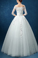 White Off Shoulder Ball Gown Beading Appliques Dress for Wedding
