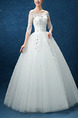 White Off Shoulder Ball Gown Beading Appliques Dress for Wedding