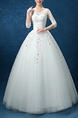 White Off Shoulder Ball Gown Beading Appliques Dress for Wedding