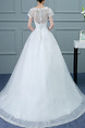 White V Neck Princess Embroidery Appliques Dress for Wedding