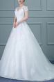 White V Neck Princess Embroidery Appliques Dress for Wedding