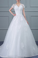 White V Neck Princess Embroidery Appliques Dress for Wedding