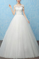 White Bateau Princess Beading Appliques Dress for Wedding