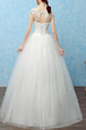 White Bateau Princess Beading Appliques Dress for Wedding