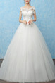 White Bateau Princess Beading Appliques Dress for Wedding