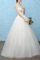 White Bateau Princess Beading Appliques Dress for Wedding