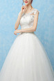 White Bateau Princess Beading Appliques Dress for Wedding