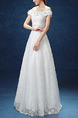 White Off Shoulder A-Line Embroidery Appliques Beading Dress for Wedding