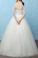 White Bateau Illusion Ball Gown Beading Dress for Wedding