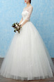 White Bateau Illusion Ball Gown Beading Dress for Wedding