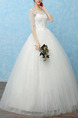 White Bateau Illusion Ball Gown Beading Dress for Wedding