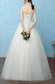 White Bateau Illusion Princess Appliques Beading Dress for Wedding