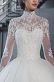 White High Neck Ball Gown Embroidery Appliques Dress for Wedding