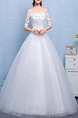 White Off Shoulder Princess Beading Appliques Dress for Wedding