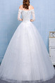 White Off Shoulder Princess Beading Appliques Dress for Wedding