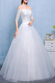 White Off Shoulder Princess Beading Appliques Dress for Wedding