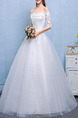 White Off Shoulder Princess Beading Appliques Dress for Wedding