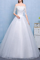 White Off Shoulder Princess Beading Appliques Dress for Wedding