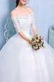 White Off Shoulder Princess Beading Appliques Dress for Wedding