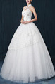 White Halter Ball Gown Beading Appliques Embroidery Dress for Wedding