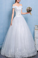 White Off Shoulder Princess Beading Appliques Dress for Wedding