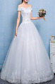 White Off Shoulder Princess Beading Appliques Dress for Wedding