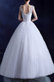 White V Neck Square Ball Gown Beading Sash Embroidery Appliques Dress for Wedding